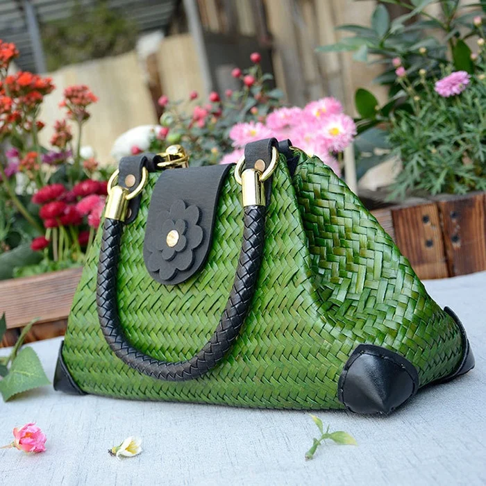 

New Imported Straw Woven Bags Beach Bags Ladies Holiday Travel Hand Handbag Shoulder Bags For Women