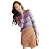 Guangdong clothing fashionable stripe long-sleeved knitting sweater for women