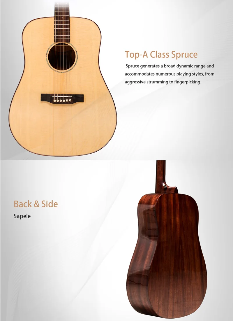 Guitar Wholesale China Acoustic Guitar With Usa Solid Spruce Top ...