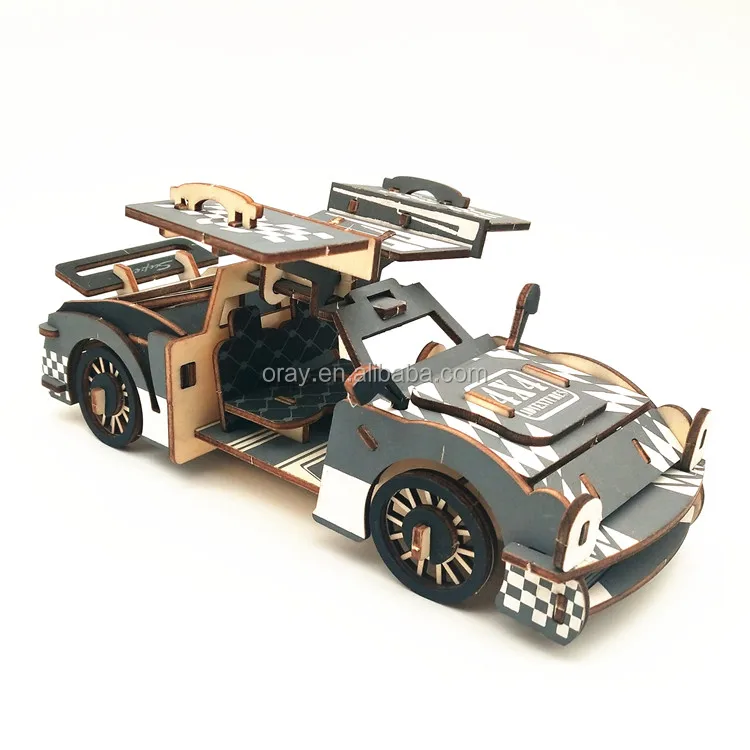 Puzzle Cars Diy Woodcraft Construction Kit Wooden Puzzle Toy Laser Cut