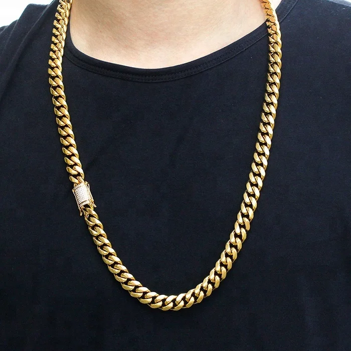 Missjewelry Cheap Fashion Men's Micro Pave 18k Gold Cuban Link Necklace ...