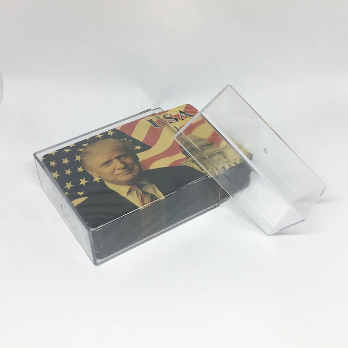 GS-18151 PET Gold Plated Trump Pattern Playing Cards W/ Clear Plastic Box