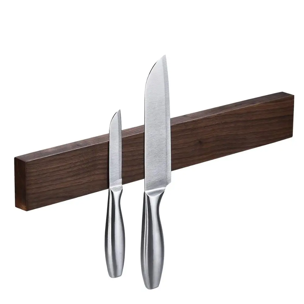 

Wall Mount Powerful Walnut Wood Magnetic Knife Strip Knife Bar Holder, Wood texture