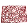 Custom design metallic gold paper straw rope woven rectangle tablemats, shiny red woven paper placemats