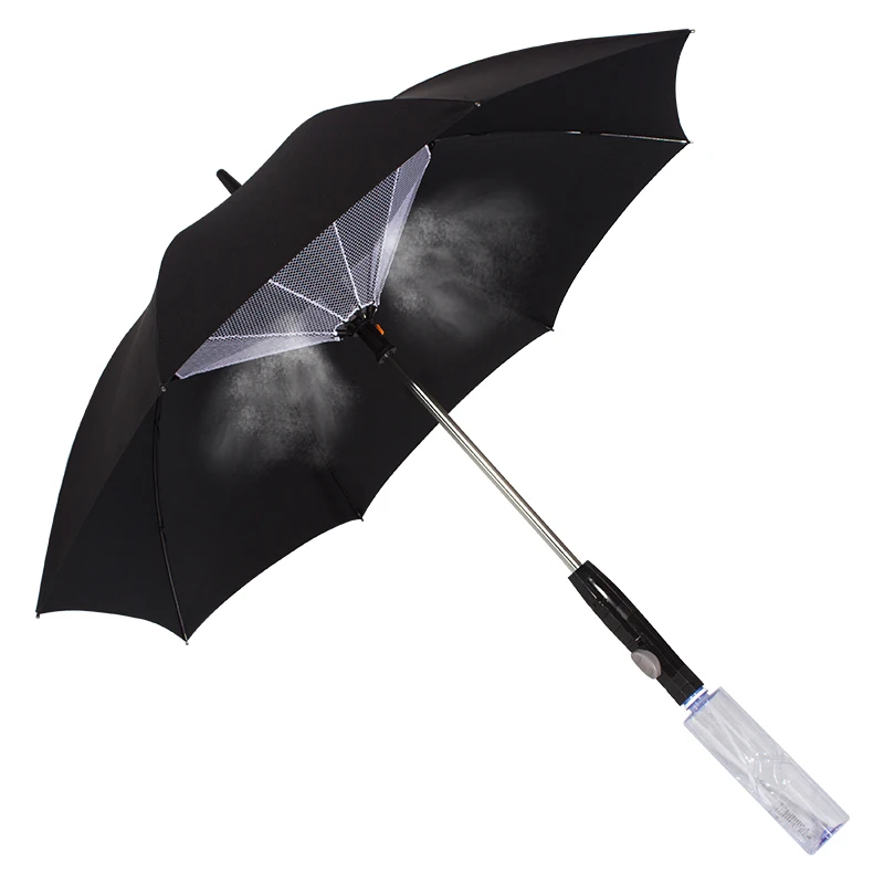 

Summer Outdoor New Mist Fan Cooler Electric Umbrella with Battery, Customized