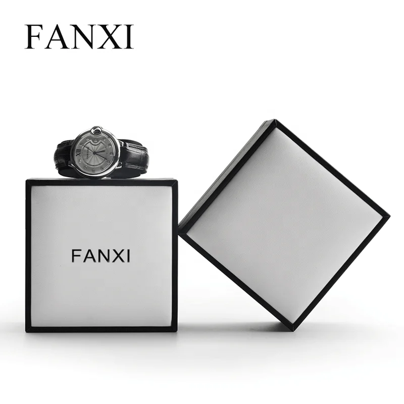 

FANXI Custom Luxury White Black Watch Packaging Box With Pillow For Men Bangle Bracelet Jewelry Packing PU Leather Watch Box, N/a