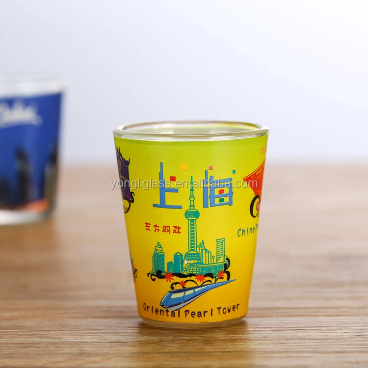 2018 2oz New Product decal full wrapped around printing souvenir shot glass cup, personalized wine glass