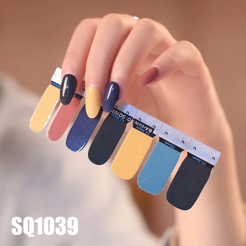 Nail Polish Strips Gel Stickers  Full nail Wraps Glossy Manicure wraps