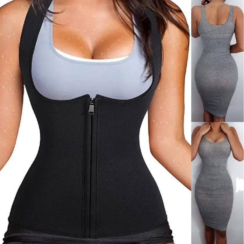 Black Shapewear slimming thermo cami hot slim belt Neoprene body shaper Vest Sweat Sauna waist trainer corset