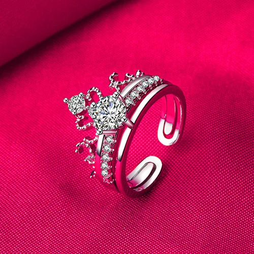 

Princess Queen Crown ring Zircon CZ Filled Wedding Band Ring Set for women girl nice Jewelry gift