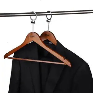 Image of Luxury wooden hotel clothes anti-theft wooden hanger