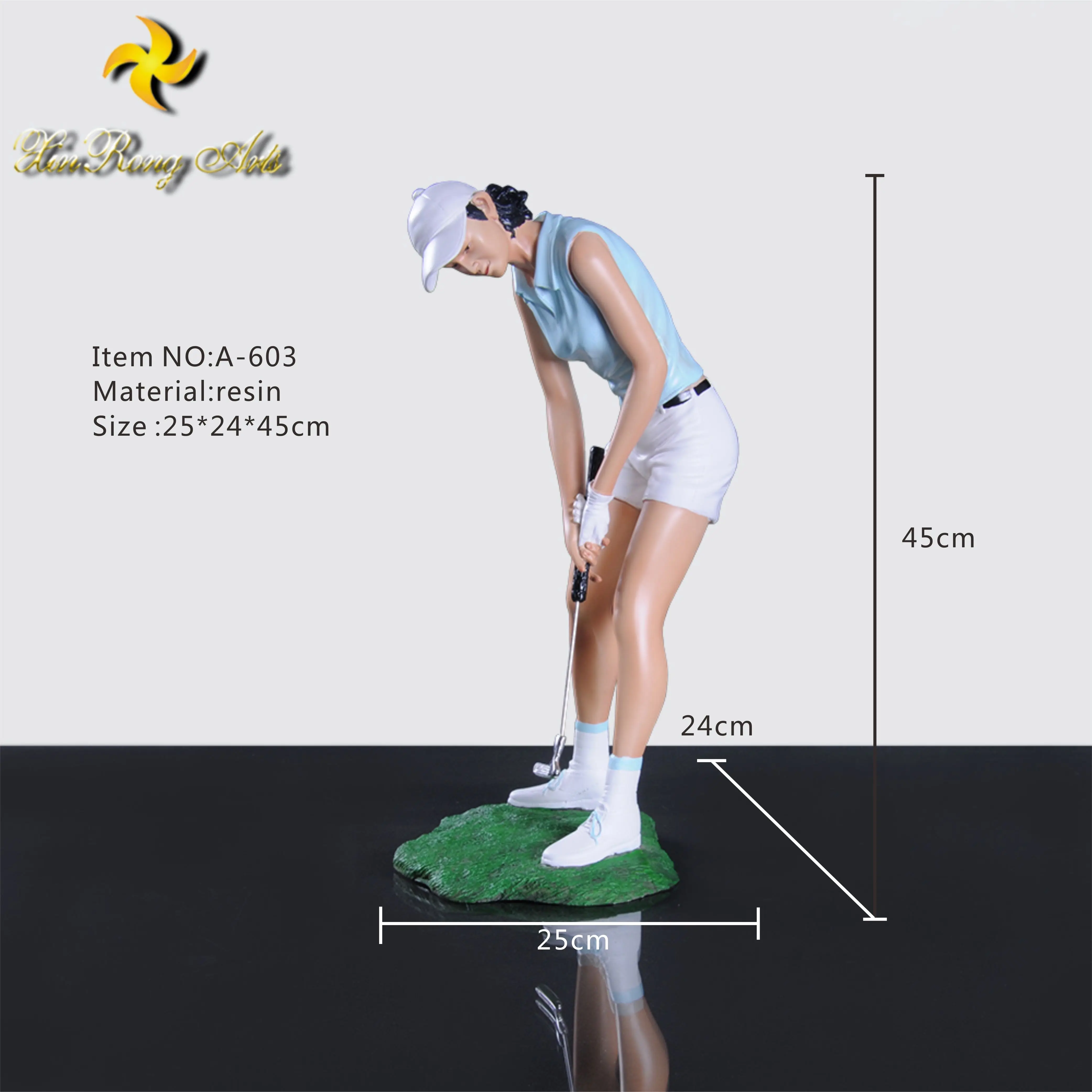 Small Size Woman Sculpture Resin Sport Statue Modern Golf Figurine