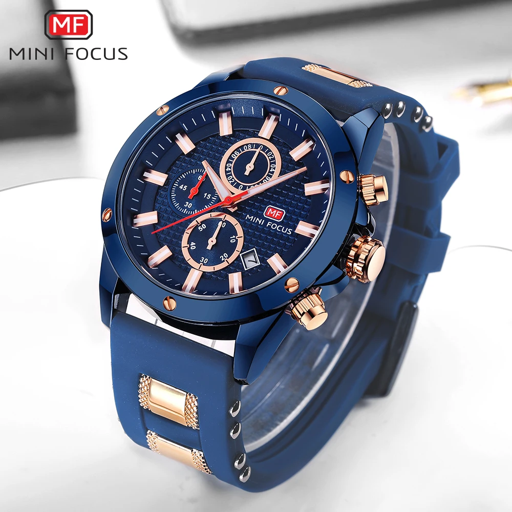 

Mini Focus Skeleton Watch Men Quartz Wrist Watch with Luxury Box, Black brown blue