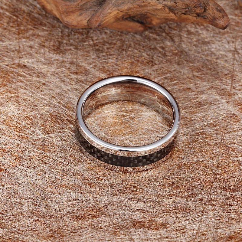 
Wedding Ring Carbon Fiber Inlay Comfort Fit Beveled Edge Tungsten Ring For Men 