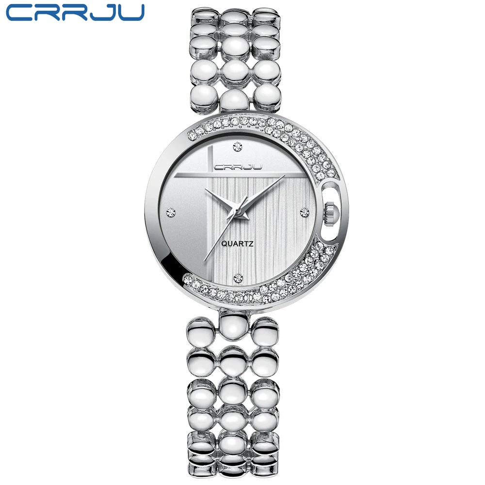 

CRRJU Women Fashion Rhinestone Quartz Ladies Crystal Dress Wrist Watches
