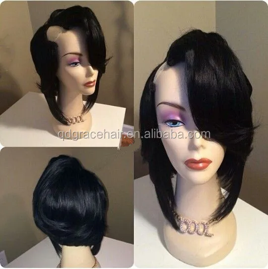 Short Hair Peruvian Human Hair U Part Wig White Women Lace Wigs