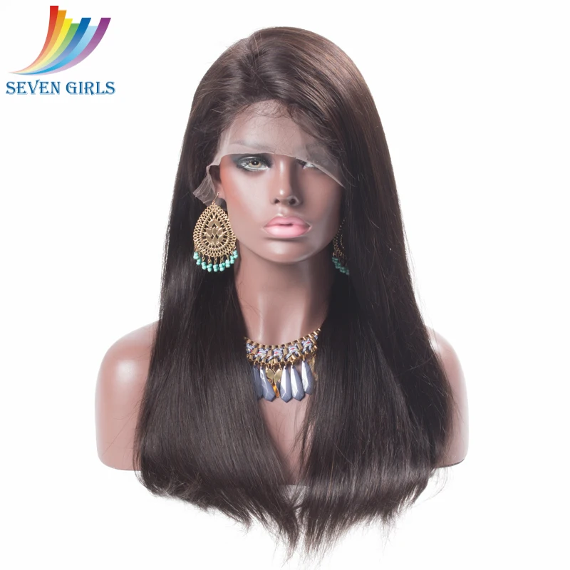

Premium quality natural color Straight 150% density mink Indian human virgin hair full lace wig