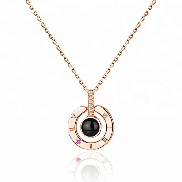 

100 language I LOVE YOU 925 Silver Necklace Rose Gold Plated Jewelry For Valantine's Gift 16'' 18, N/a