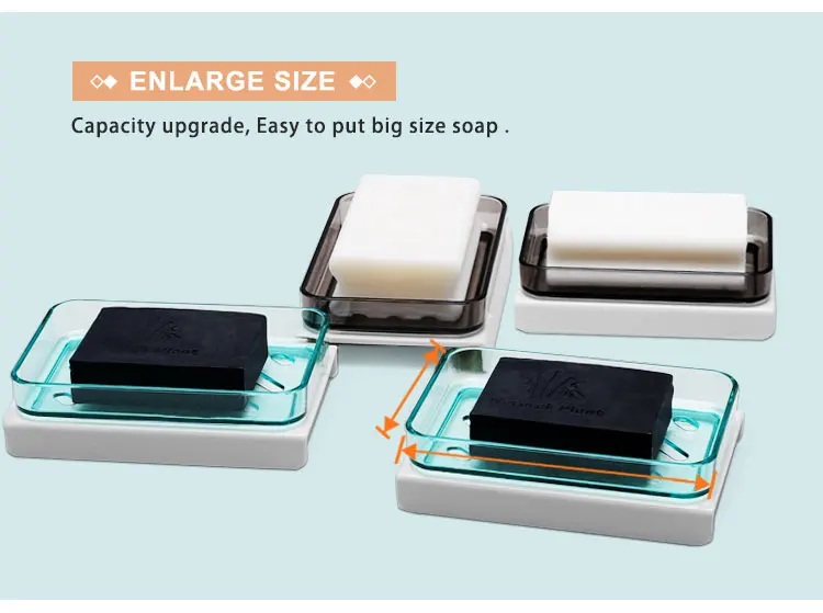 Bathroom laundry plastic two color Soap Drying Draining Holder big size soap dish soap box