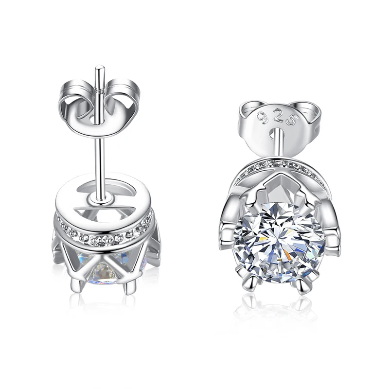 

Free shipping new 6mm zircon stud earring crown shaped earring EAC39