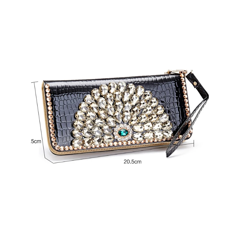 

Luxury rhinestone women purse ,rhinestone women wallet, Black/roseo