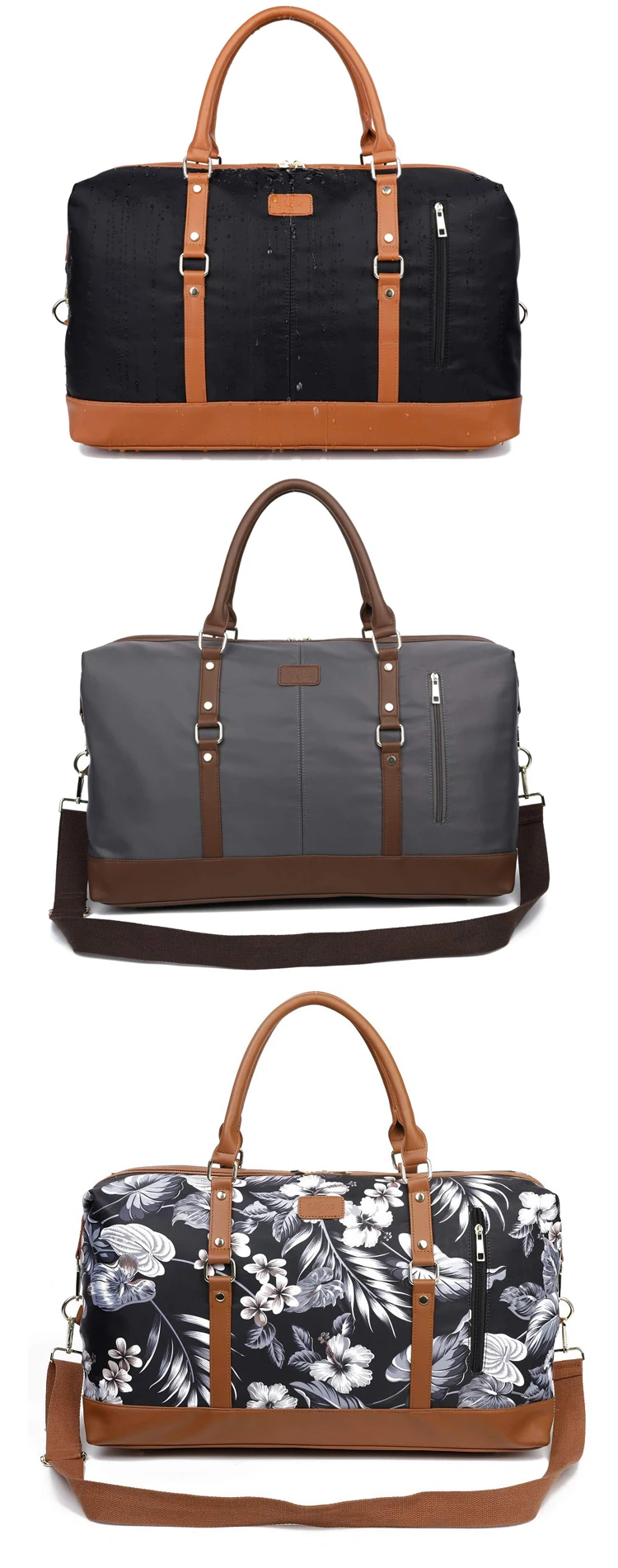 High Quality Black Waterproof Nylon Luxury Sports Travel Duffel Bag For