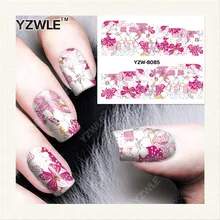 YZWLE 1 Folha DIY Designer de Unhas De Transferência De Água Art Sticker/Decalques De Água Prego/Prego Adesivos Acessórios YZW-8085