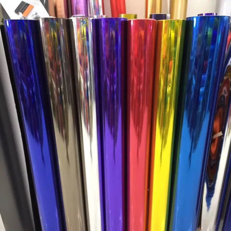 

10 Colors Stretchable Rose Gold Blue Black Red Mirror Chrome Vinyl Wrap Car Wrapping Film Foil For Car Sticker Bubble Free