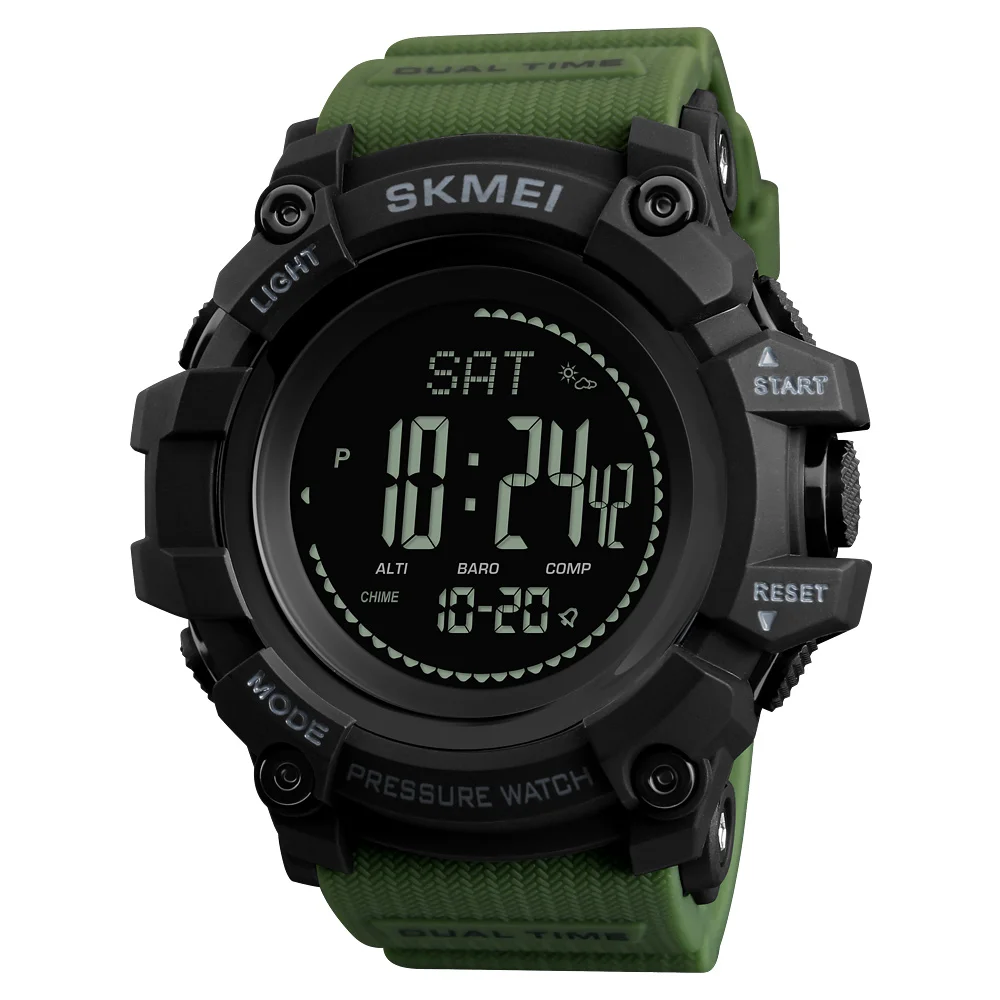 

SKMEI 1358 Multifunction Luxury Waterproof Compass Pedometer Sport Watch, Black;army green;red;blue/customized