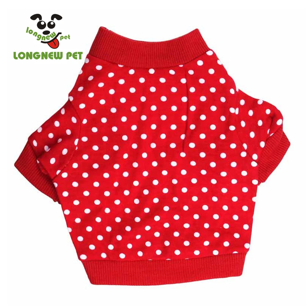 

Fashion Cheap Puppy Clothes Dog Christmas Tee Shirts With White spots, Red