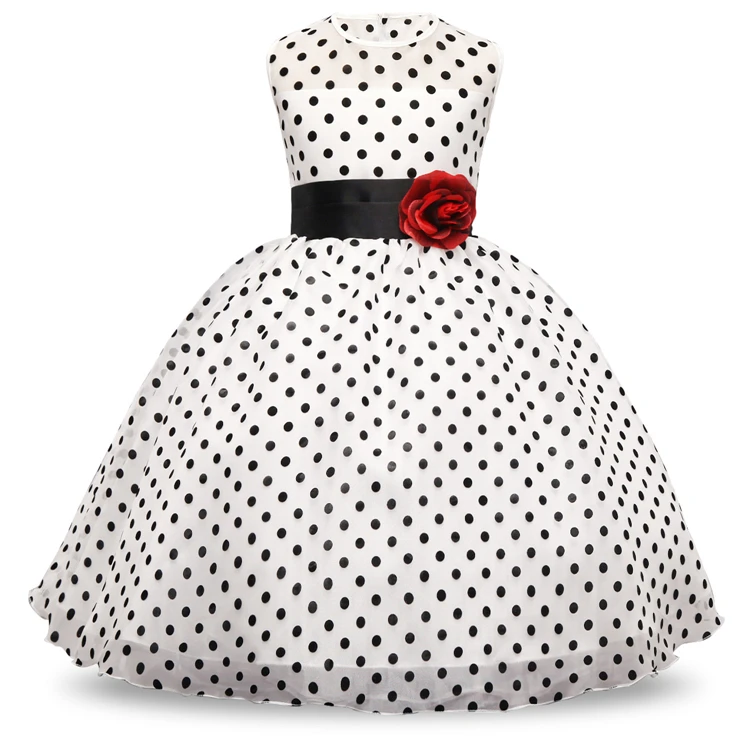 

HYC26 2019 Polka Dot Girls Dresses Bow Princess Teenage Casual kids party dress for Girl, As the picture show