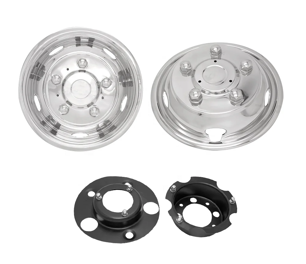 16/" in Acciaio Inox Anteriore Camion Furgone Rimorchio Ruota simulatori RIM HUB CAP COPRE