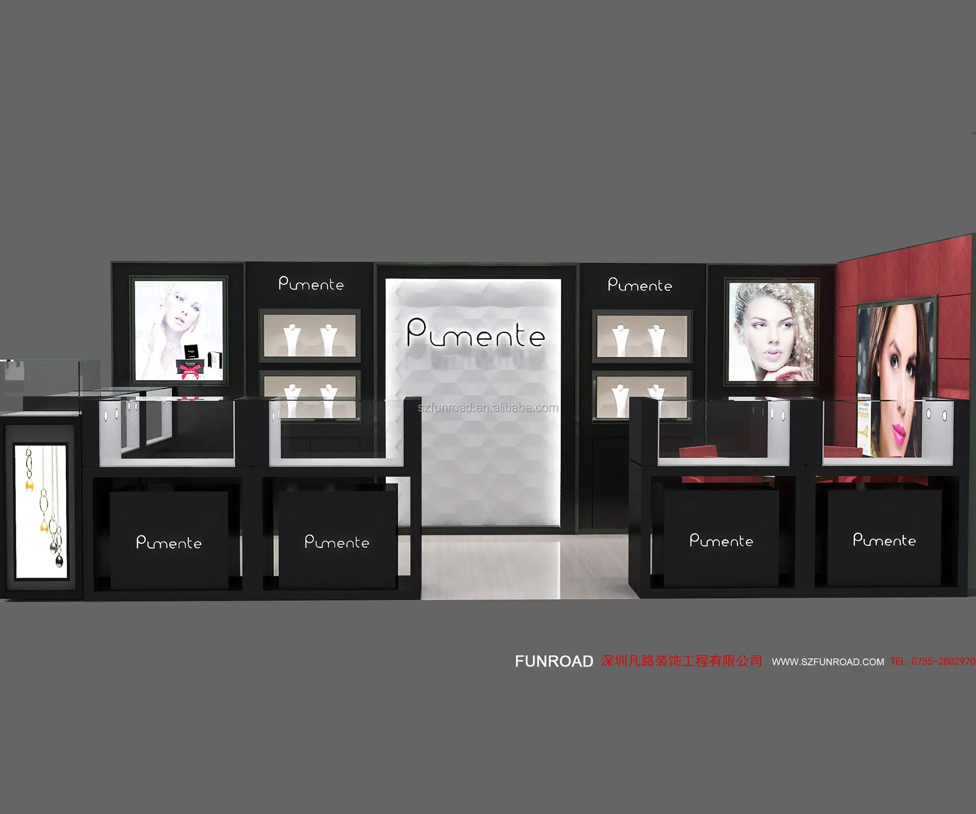 Wood jewelry display kiosk design for sale from Chinese manufacturer 