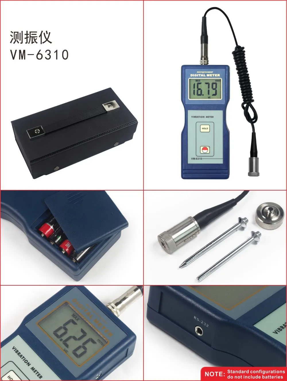 Dtivm6310 Digital Vibration Meter Data Vibrometer Meter Tester Gauge
