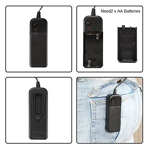 5-Pack El Wire Set, Multi-Color Neon Light with Battery Pack Neon Glowing Strobing Electroluminescent Wire