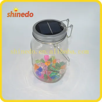 Solar Ed Led Lantern Table Consol Jar With 4 Warm Solar Ed Led Lantern Table Consol Jar With 4 Warm Light
