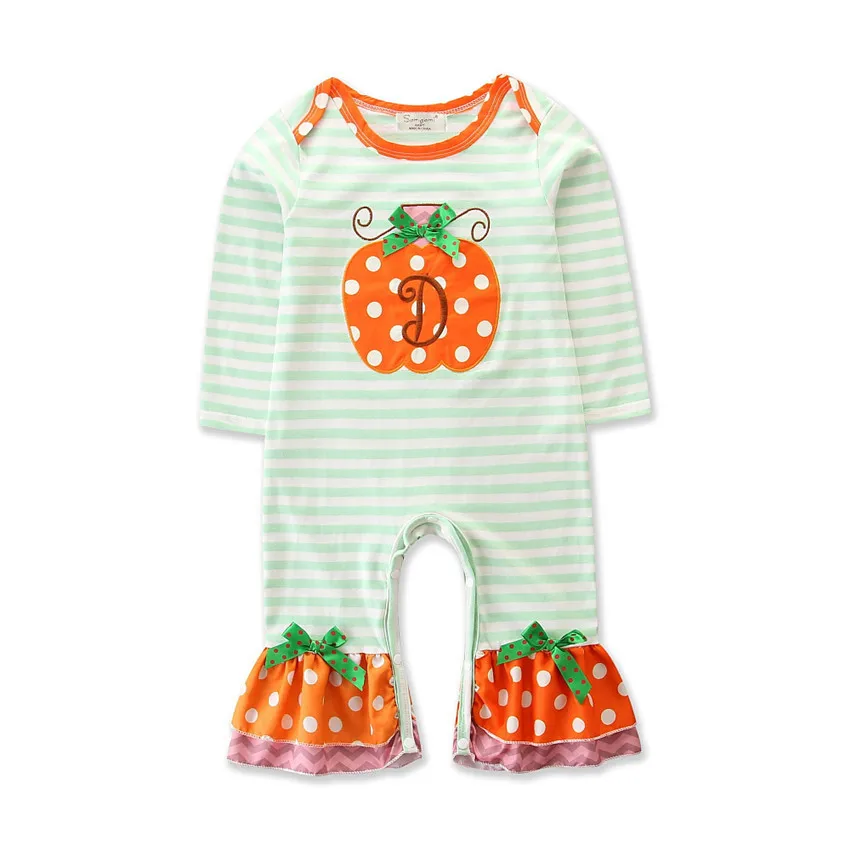 

Halloween Styles Pumpkin Pattern Baby Boy Girl Ruffled Romper, Picture