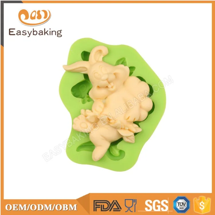 ES-2204 3D Easter rabbit silicone cake decoration mold