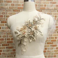 

3D diamond lace applique flower floral dress dance color embroidery for wedding party