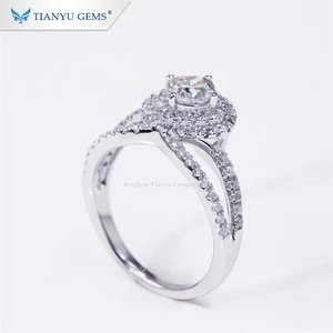 Tianyu luxury designer cross ring 925 sterling silver gold plated forever love cushion moissanite wedding ring