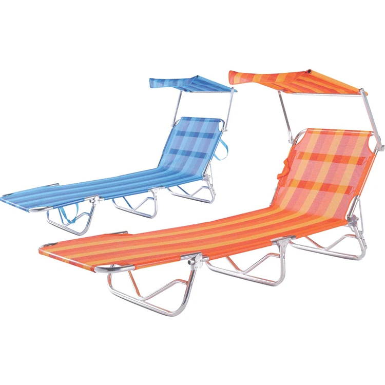 Latest Wholesale High Quality Orange Stripes Long Beach Chair With