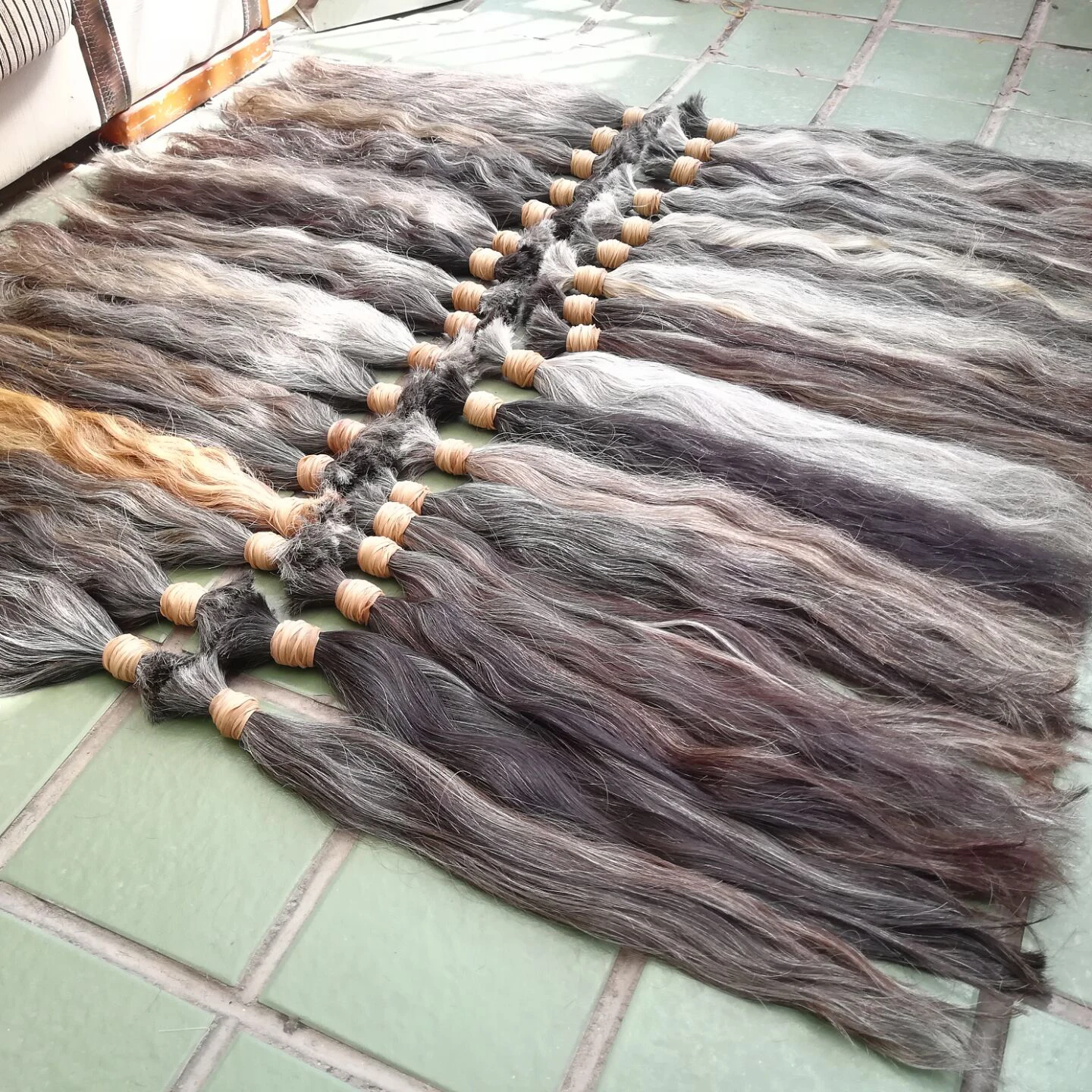 

large stock natural hair virgin slavic hair bulk, 100% natural gray