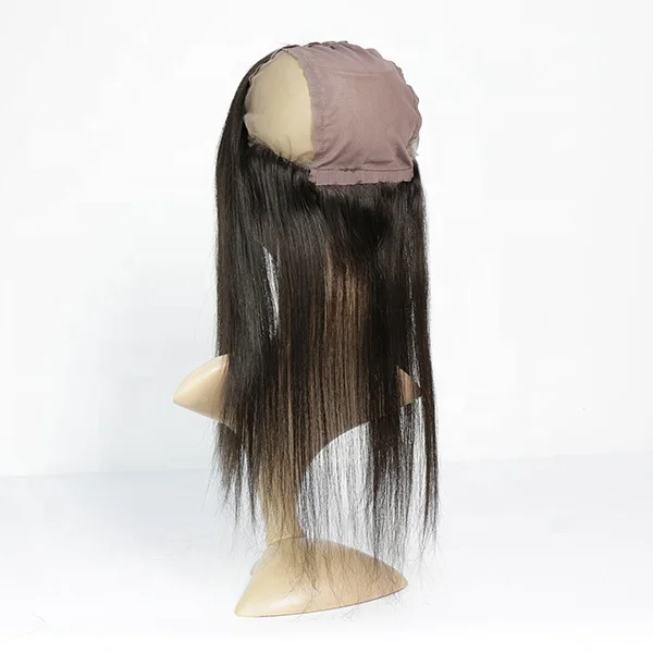 

360 frontal with lace cap straight malaysian virgin human hair natural color