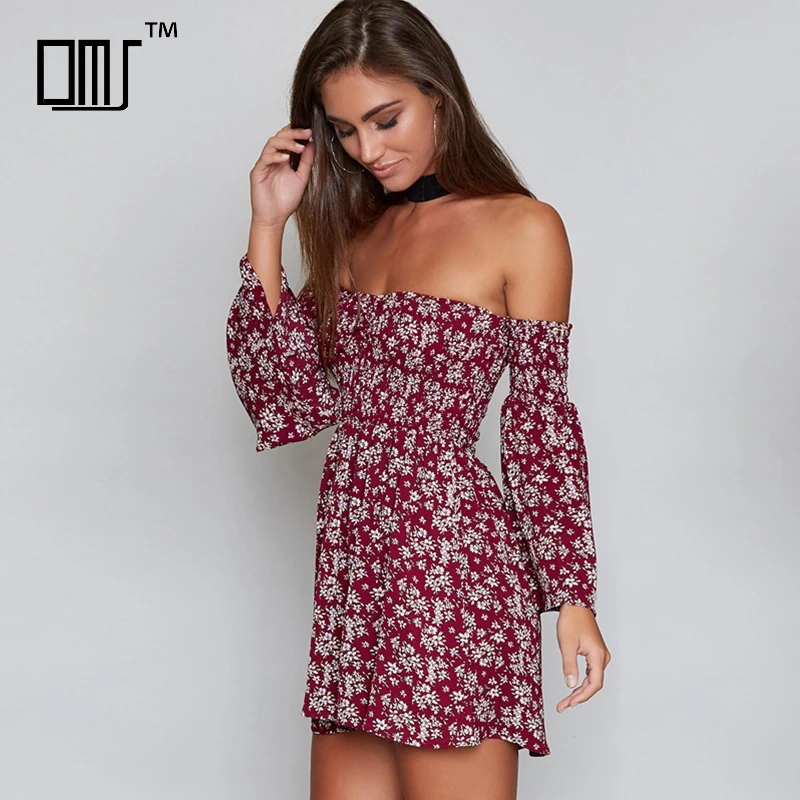

Long sleeve floral rayon print casual dress guangzhou women clothes, Maroon floral printed & customized