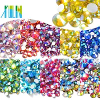 

Free Sample Mixed AB Crystal Nail Accessories Multi-size Colorful Flat Back Hot Fix Glass Rhinestone for Nail Decoration