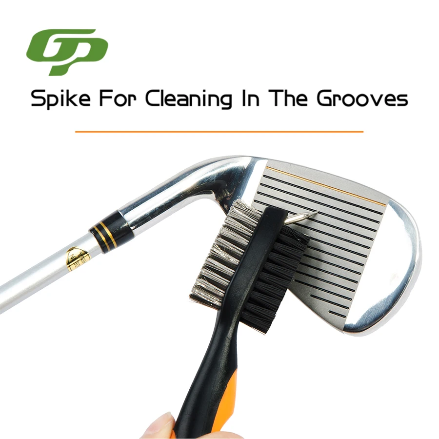 2 Side Golf Club Brush And Club Groove Cleaner With Spike And Clip