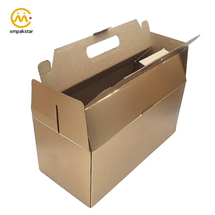 个性化可重复使用的定制 4 色打印纸箱水果礼品包装纸板带把手的盒子