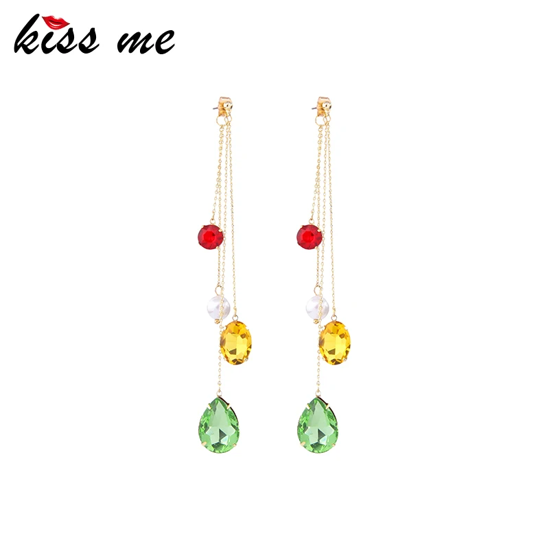 

ed00466c Three Teardrop Crystal Drop Earring For Ladies Wholesale, As picture