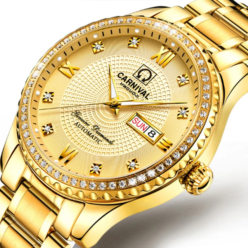 

Diamond studded luminous double calendar fashion business automatic mechanical mens watches in wristwatches