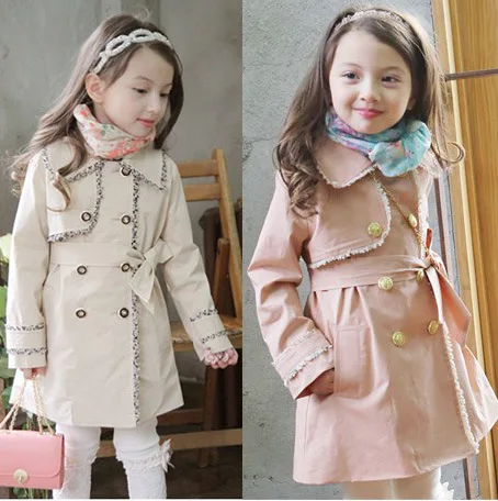 

China Supplier New Model Long Sleeve Kids Girls Solid Wind Coat For Spring 2017, As picture;or your request pms color